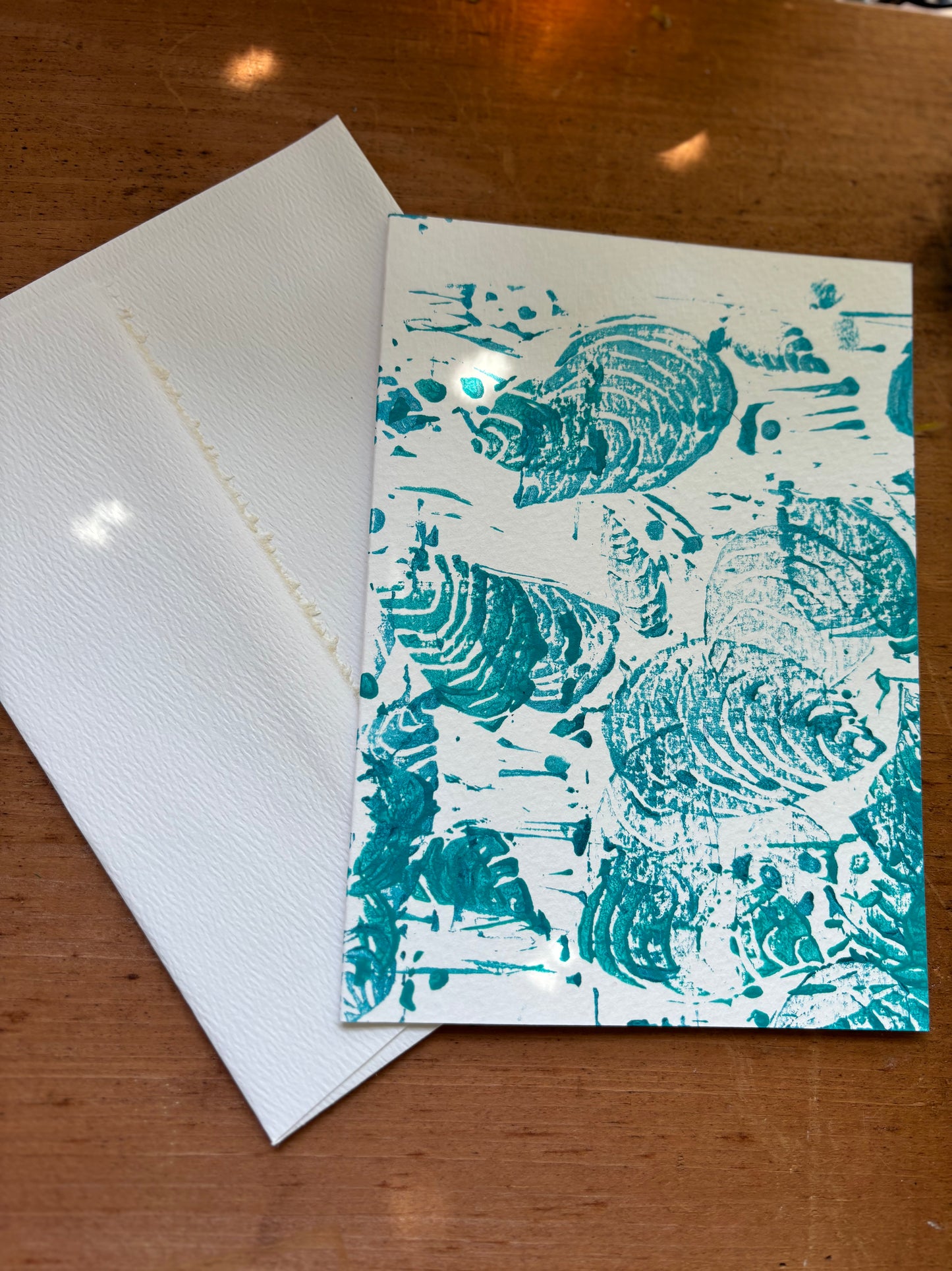 Single Blue oyster greeting card