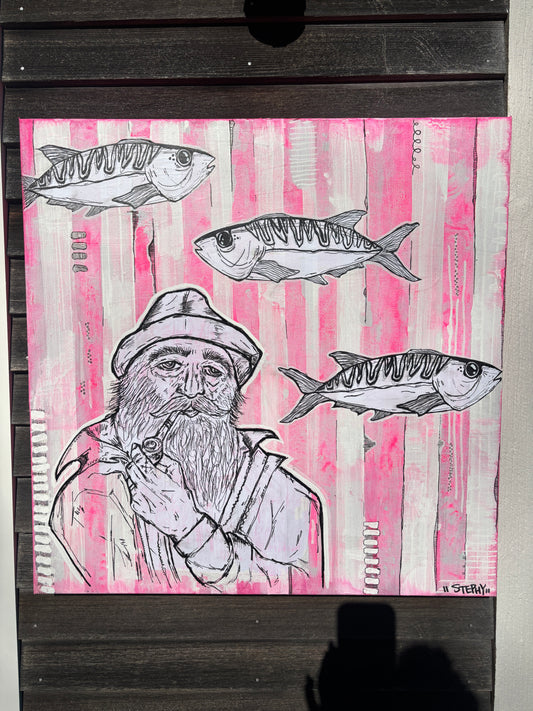 pink striped fisherman