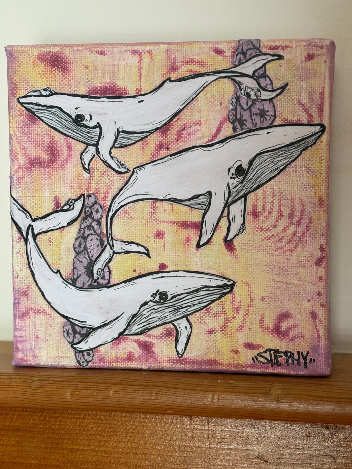Pink Trio of whales