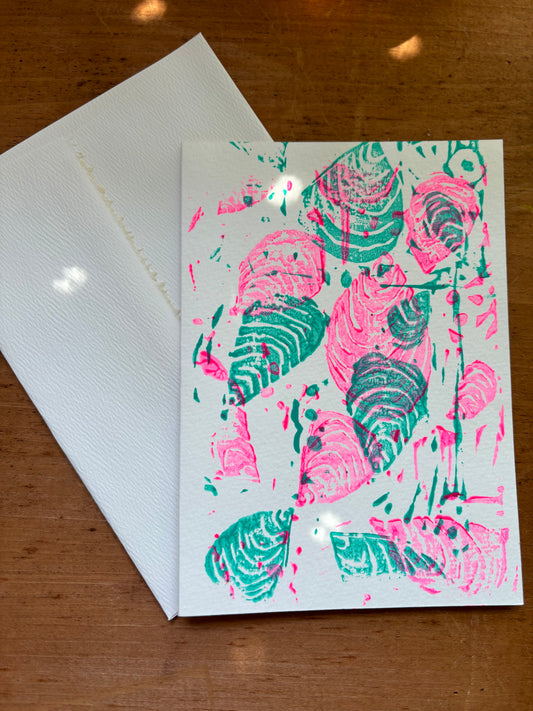 Singe Neon Oyster greeting card -