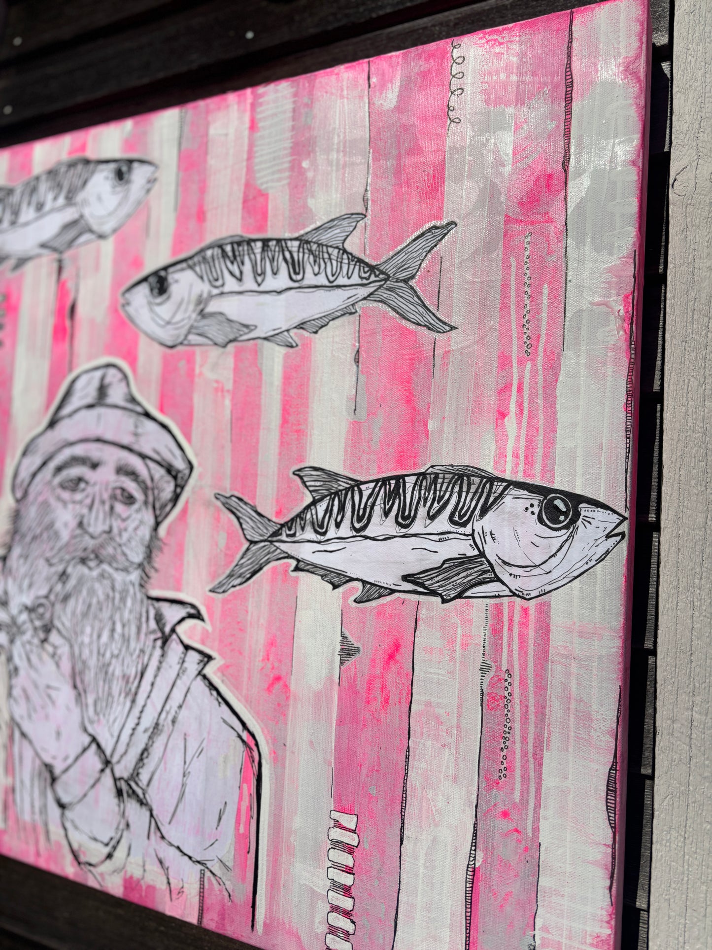 pink striped fisherman