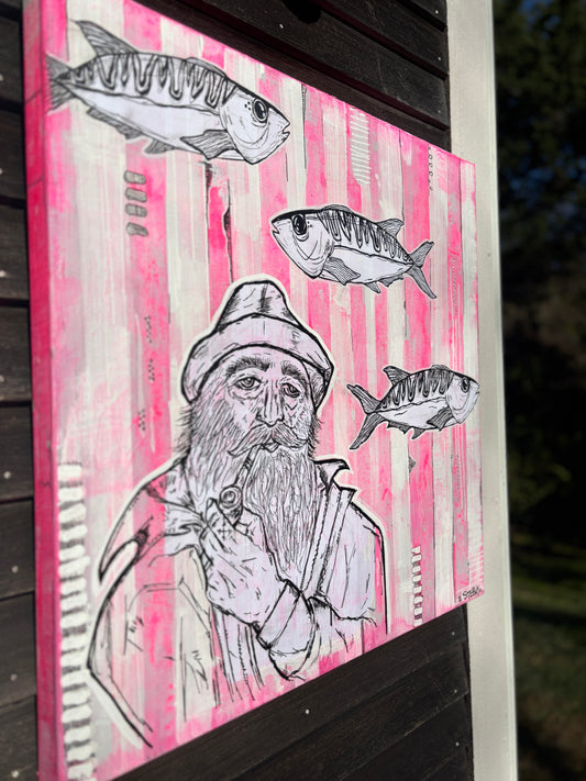 pink striped fisherman