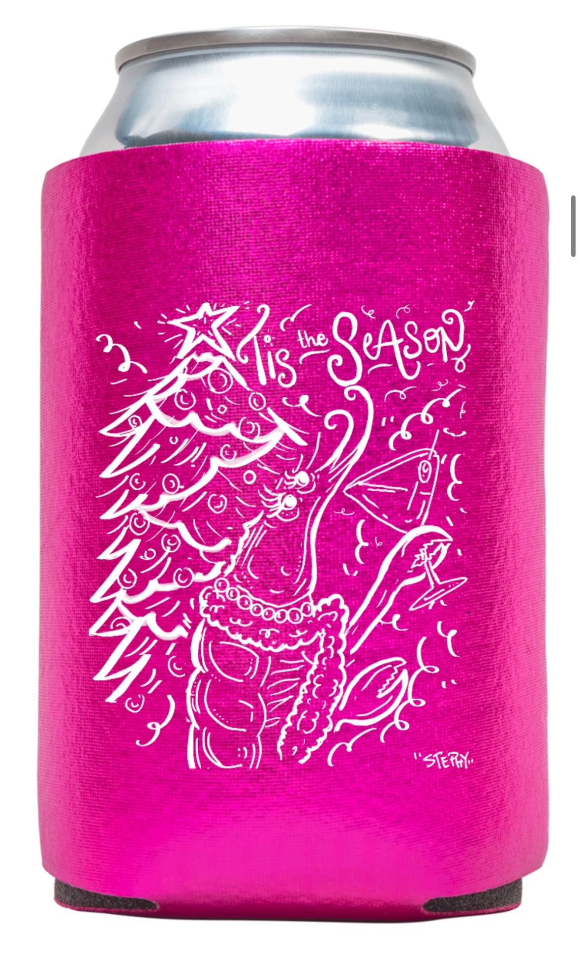 Tis the season metallic koozie-